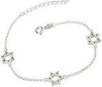 My Daily Styles 925 Sterling Silver Women's Star of David Link Bracelet - Adjustable Size 6.5"-7.5"
