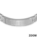 Stainless Steel Silver-Tone Mens Religious Cross Link Chain Bracelet