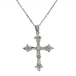 925 Sterling Silver Womens Religious Cross White CZ Classic Pendant Necklace