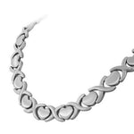 Stainless Steel Heart Link Necklace and Bracelet Set for Women, High Polished Silver Tone Matching Jewelry Set, Durable Tarnish Resistant Gift Set
