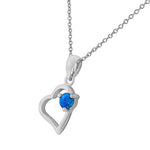 925 Sterling Silver Blue Turquoise-Tone Simulated Opal Love Heart Pendant Necklace