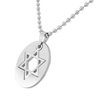 Stainless Steel Silver-Tone Religious Jewish Star of David Pendant Necklace