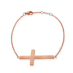 Stainless Steel Silver-Tone Religious Cross Link Chain Bracelet
