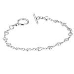 Stainless Steel Silver-Tone Gold-Tone Love Heart Toggle Clasp Link Chain Bracelet