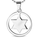 Stainless Steel Silver-Tone Large Statement Jewish Star of David Mens Pendant Necklace
