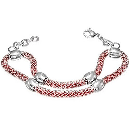Stainless Steel Silver-Tone Yellow CZ Mesh Womens Adjustable Chain Bracelet