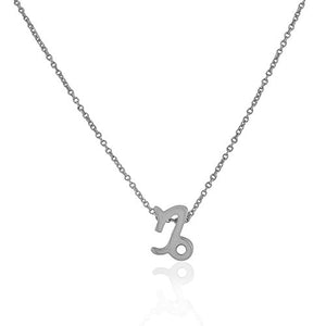 925 Sterling Silver Yellow Gold-Tone Small Zodiac Sign Pendant Necklace - Capricorn