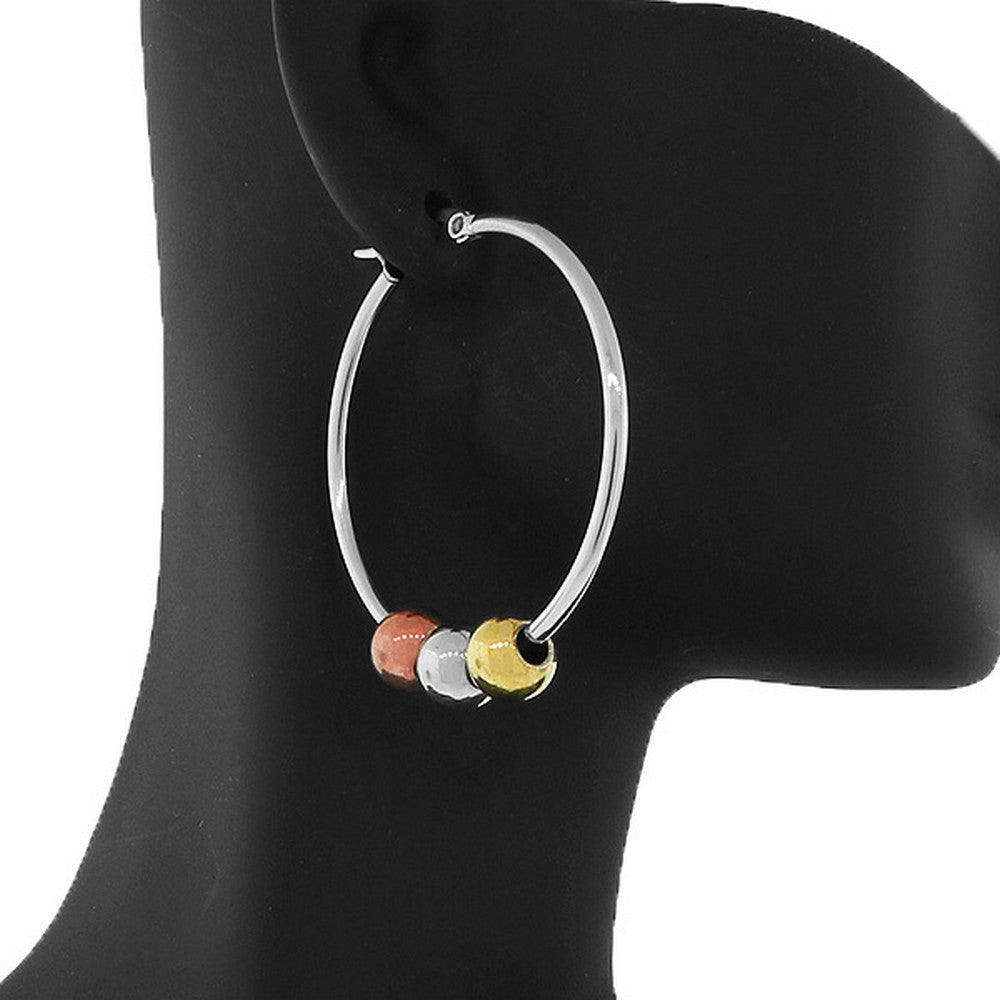 Stainless Steel Gold-Tone Silver-Tone Hoop Earrings