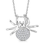 925 Sterling Silver White Clear CZ Small Spider Pendant Necklace
