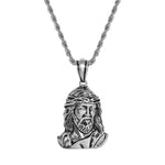 Stainless Steel Extra Large Hip-Hop Jesus Mens Pendant Necklace, 24"