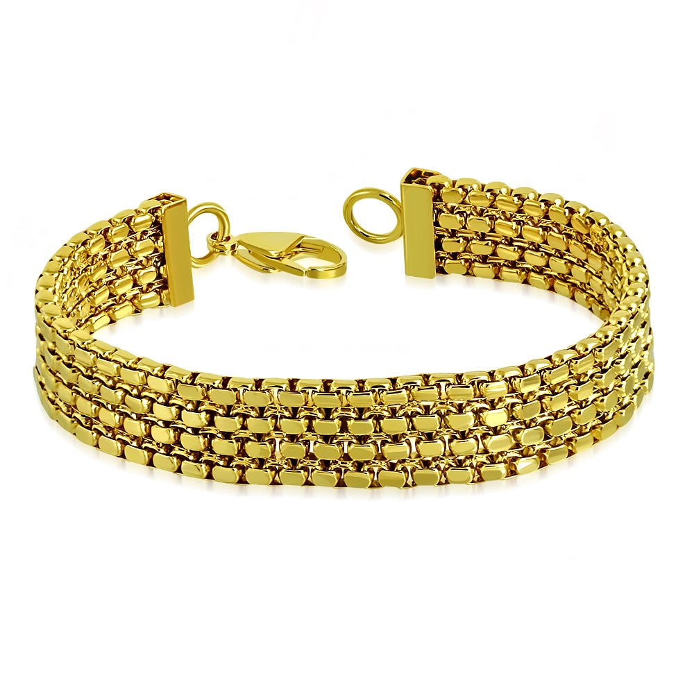 Stainless Steel Yellow Gold-Tone Men's Link Chain Bracelet, 8.75"