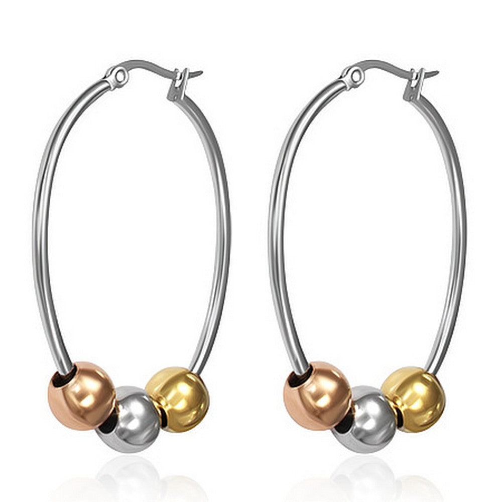 Stainless Steel Gold-Tone Silver-Tone Classic Hoop Oval Womens Earrings