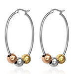 Stainless Steel Gold-Tone Silver-Tone Classic Hoop Oval Womens Earrings