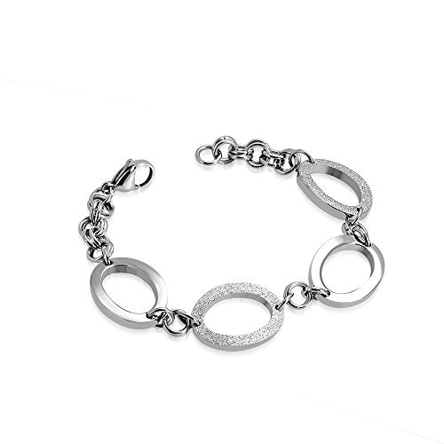 Stainless Steel Silver-Tone Oval Link Womens Bracelet, 8"