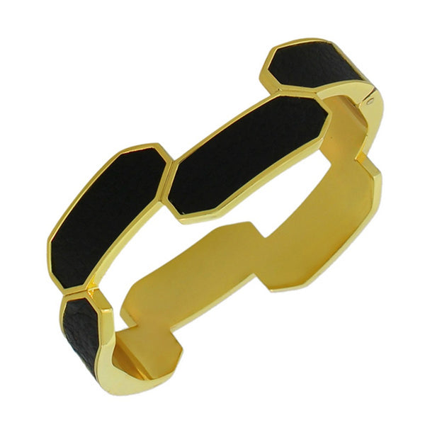 Black Leather Face Bangle