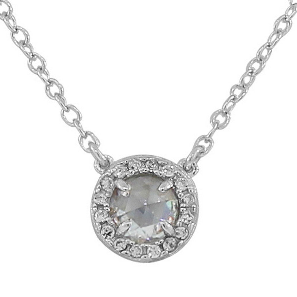 925 Sterling Silver Small Clear White CZ Pendant Necklace