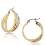 Stainless Steel Multi-Tone Multi-Bangle Hoop Earrings