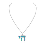 Inlay Opal Chai Necklace Pendant Sterling Silver