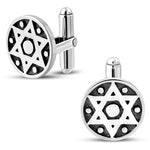 Star of David Cufflinks, 925 Sterling Silver with Textured Pattern, Elegant Formal Wear Accessory, Religious Symbolic Design