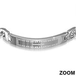 Stainless Steel Silver-Tone Mens Religious Cross Link Chain Bracelet