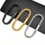 My Daily Styles Men's Stainless Stainless Steel Chain Braided Square Reversible Bracelet, 9 Inch, Multiple Finishes