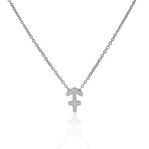 925 Sterling Silver Yellow Gold-Tone Small Zodiac Sign Pendant Necklace - Sagittarius