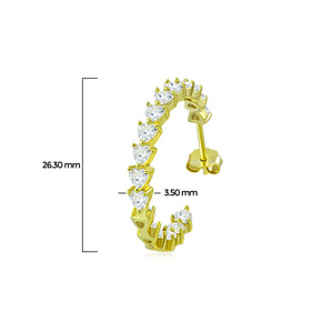 925 Sterling Silver Heart Shaped Cubic Zirconia Hoop Earrings