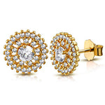 925 Sterling Silver Rose Gold-Tone White Clear CZ Round Stud Earrings, 0.45"