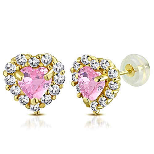 Magenta Heart Studs