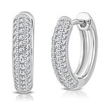 925 Sterling Silver White Clear CZ Hoop Huggie Earrings