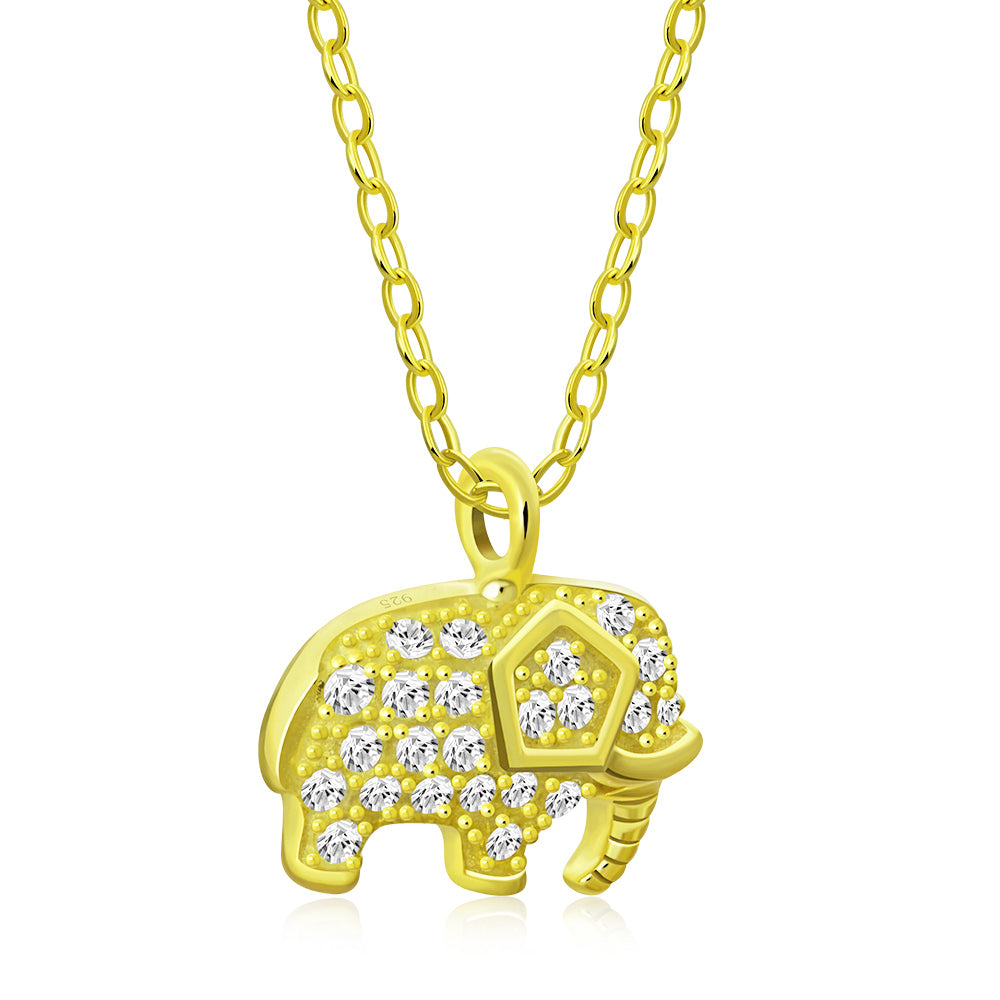 My Daily Styles 925 Sterling Silver Small Elephant CZ Pendant Necklace - 18" Silver Chain Included