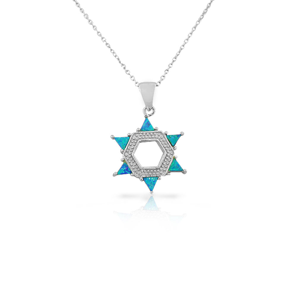 Geometric Jewish  Star of David 925 Sterling Silver Pendant
