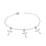 Stainless Steel Religious Cross Link Chain Anklet Bracelet, 10"