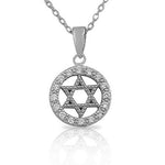 925 Sterling Silver White CZ Womens Jewish Star of David Pendant Necklace