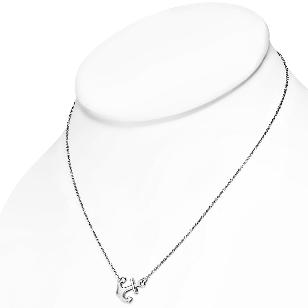 Rose Gold 925 Sterling Silver Anchor Necklace