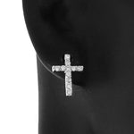 925 Sterling Silver White CZ Womens Religious Latin Cross Stud Earrings