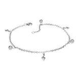 Stainless Steel Silver-Tone Musical Clef Music Womens Adjustable Anklet Bracelet