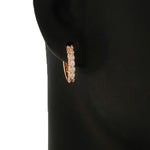 925 Sterling Silver Rose Gold-Tone White CZ Hoop Huggie Earrings