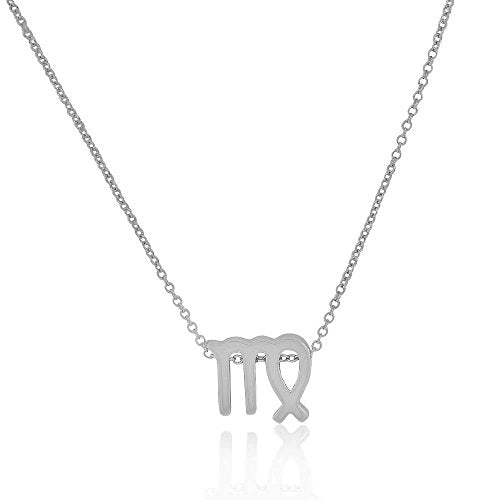 925 Sterling Silver Yellow Gold-Tone Small Zodiac Sign Pendant Necklace - Virgo