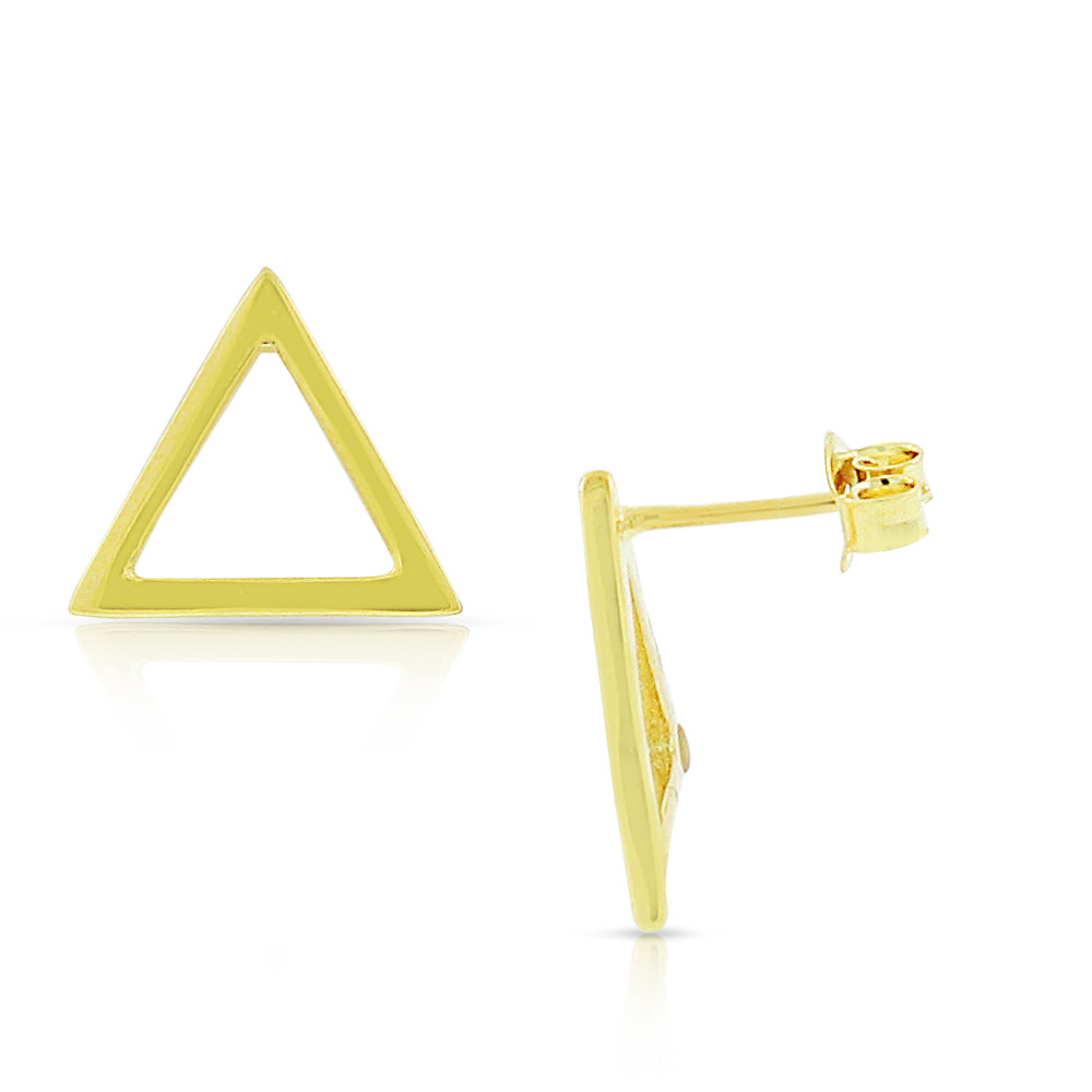 925 Sterling Silver Cut-Out Shape Geometric Geo Triangle Stud Earrings, 0.55"
