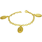 Stainless Steel Yellow Gold-Tone Religious Mother Mary Adjustable Chain Bracelet