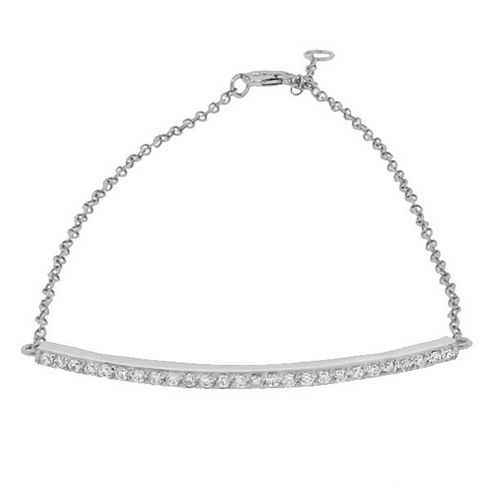 925 Sterling Silver White CZ Arch Link Chain Bracelet
