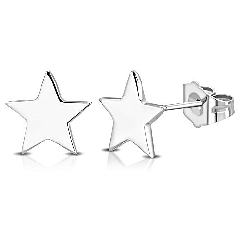 Sterling Silver Yellow Gold-Tone Star Small Stud Earrings, 0.25"