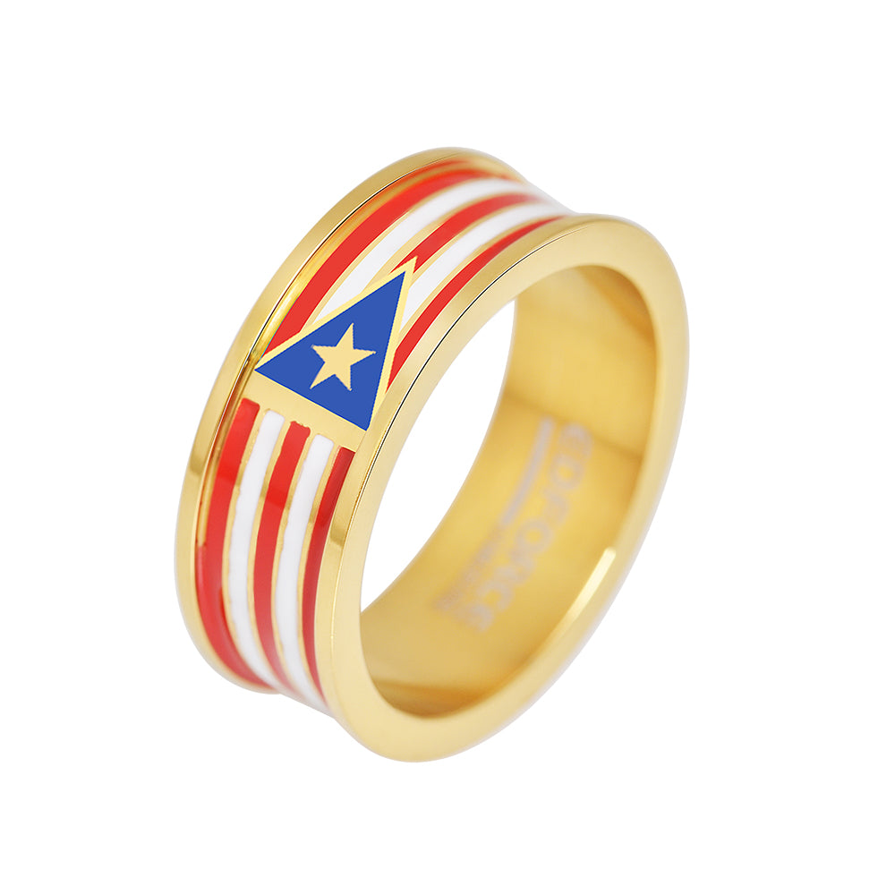 Men's Stainless Steel Puerto Rico Flag Band Ring