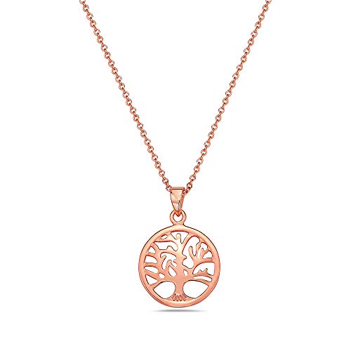 925 Sterling Silver Yellow Gold-Tone Tree of Life Pendant Necklace with Chain