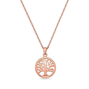 925 Sterling Silver Yellow Gold-Tone Tree of Life Pendant Necklace with Chain