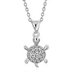 925 Sterling Silver Turtle CZ Womens Pendant Necklace