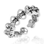 Stainless Steel Silver-Tone Grinning Skull Rose Men's Link Bracelet