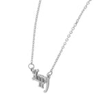 Stainless Steel Silver-Tone Happy Script Pendant Necklace
