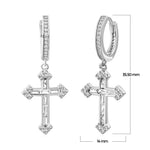 My Daily Styles Womens Girls 925 Sterling Silver Hoop Huggie Earrings with Dangling Cross Sparkling Cubic Zirconia